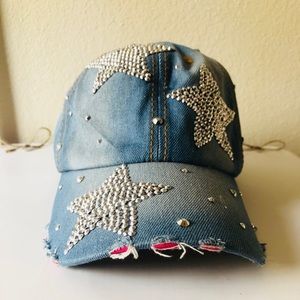 💕Denim rhinestone baseball cap!!